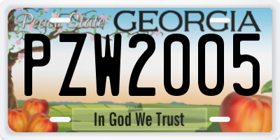GA license plate PZW2005