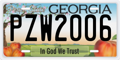 GA license plate PZW2006