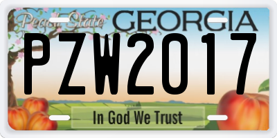 GA license plate PZW2017