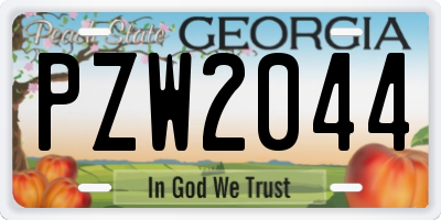 GA license plate PZW2044