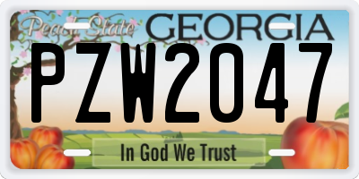GA license plate PZW2047