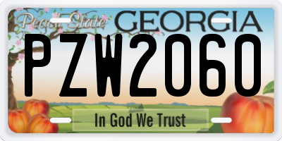 GA license plate PZW2060