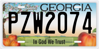 GA license plate PZW2074