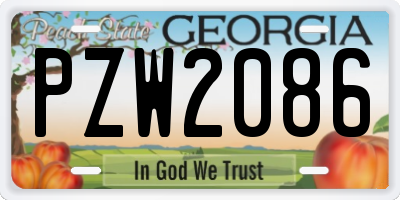GA license plate PZW2086