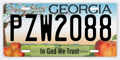 GA license plate PZW2088