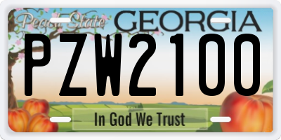GA license plate PZW2100