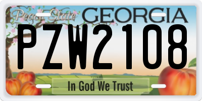 GA license plate PZW2108