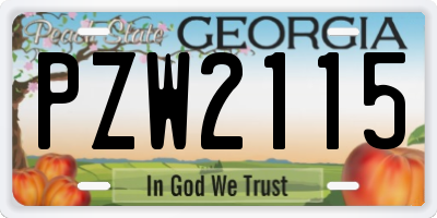 GA license plate PZW2115