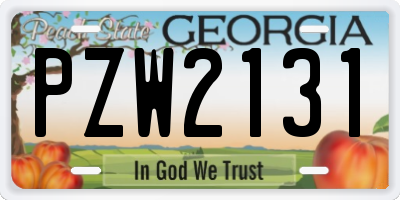 GA license plate PZW2131