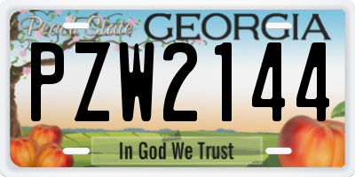 GA license plate PZW2144