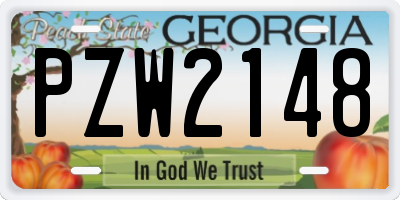 GA license plate PZW2148