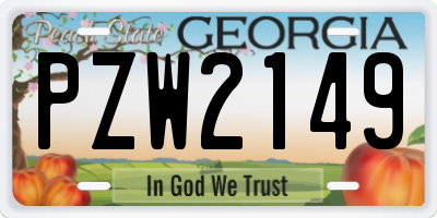 GA license plate PZW2149