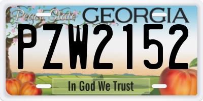 GA license plate PZW2152