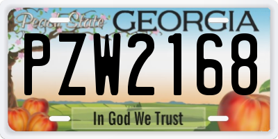 GA license plate PZW2168