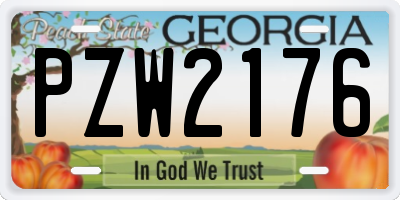 GA license plate PZW2176