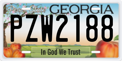 GA license plate PZW2188