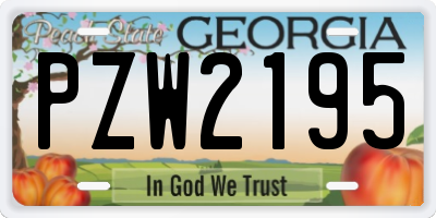 GA license plate PZW2195