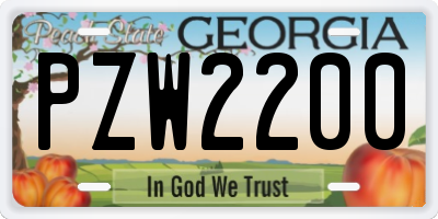 GA license plate PZW2200