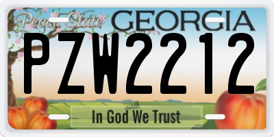 GA license plate PZW2212