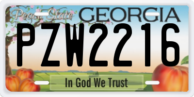 GA license plate PZW2216