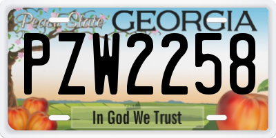 GA license plate PZW2258