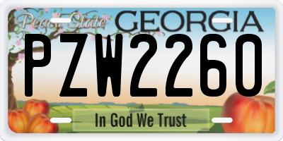 GA license plate PZW2260