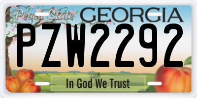 GA license plate PZW2292