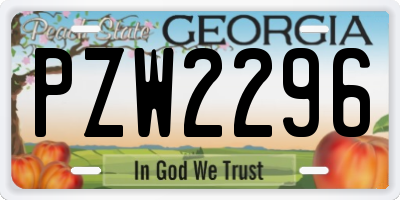 GA license plate PZW2296