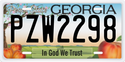 GA license plate PZW2298