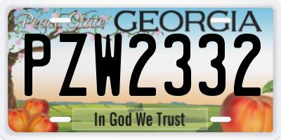 GA license plate PZW2332