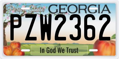 GA license plate PZW2362