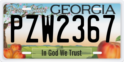 GA license plate PZW2367