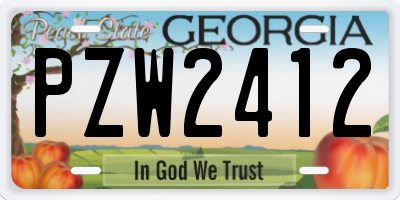 GA license plate PZW2412