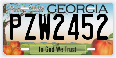 GA license plate PZW2452