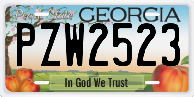GA license plate PZW2523