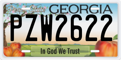 GA license plate PZW2622