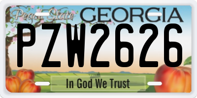 GA license plate PZW2626