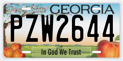 GA license plate PZW2644
