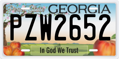 GA license plate PZW2652