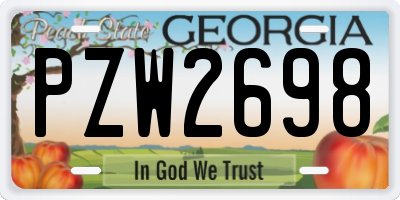 GA license plate PZW2698