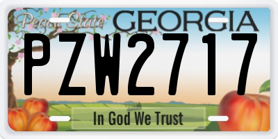 GA license plate PZW2717