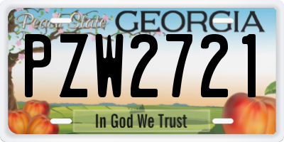 GA license plate PZW2721
