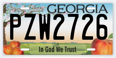 GA license plate PZW2726