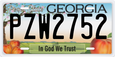 GA license plate PZW2752