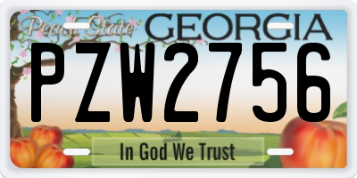 GA license plate PZW2756