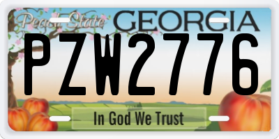 GA license plate PZW2776