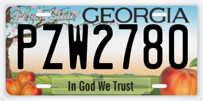 GA license plate PZW2780