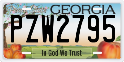 GA license plate PZW2795