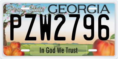 GA license plate PZW2796