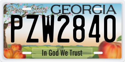 GA license plate PZW2840